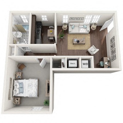 the 1122 square foot 1 bedroom floor plan  studio